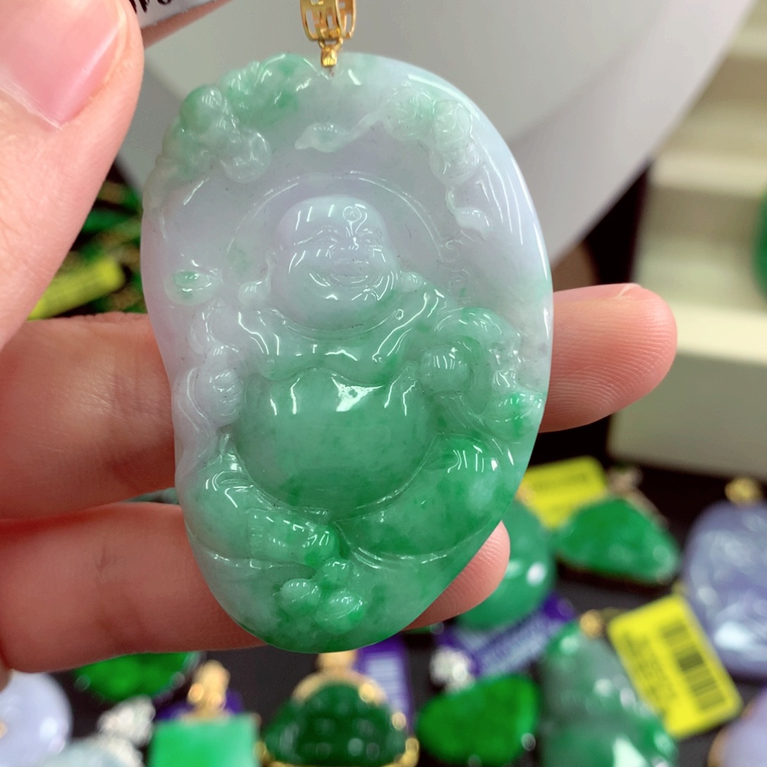 翡翠18K金镶嵌吊坠(不含链)