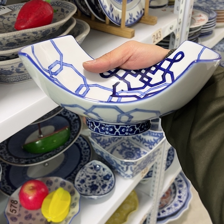 摆件青花瓷居家摆件，果盘