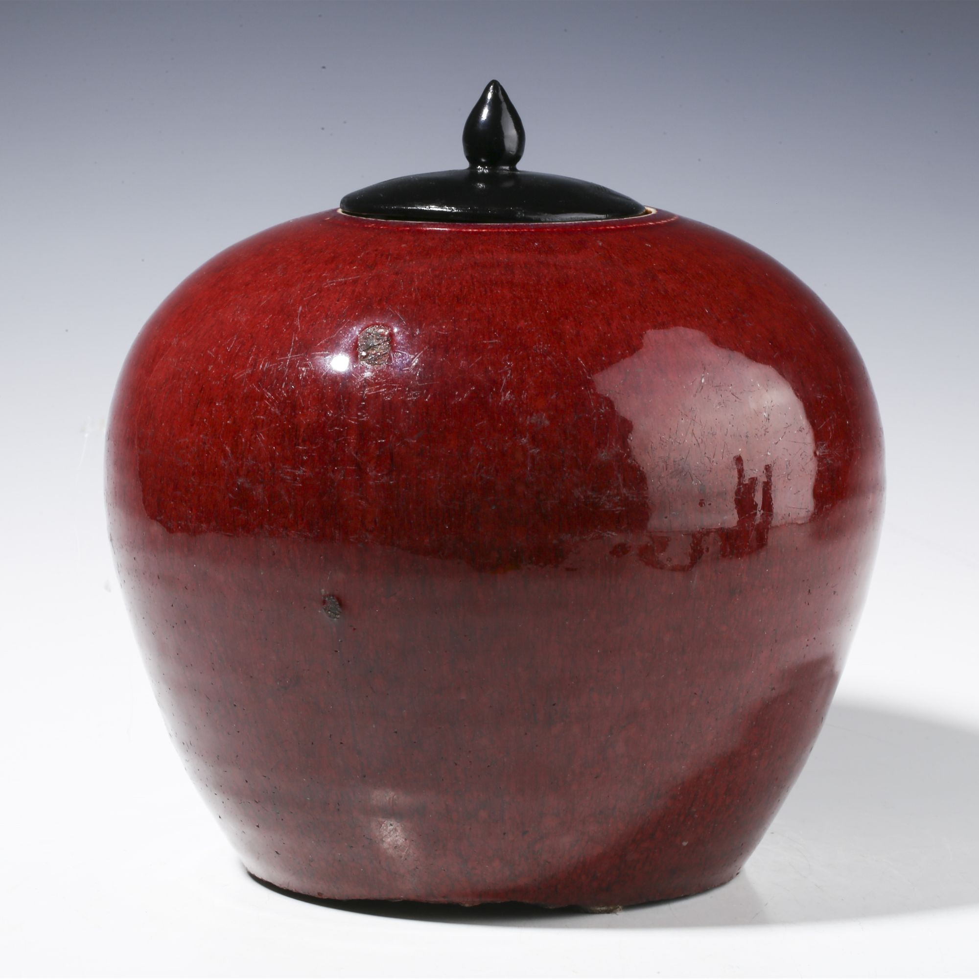 【拍卖-清中】·窑变红釉西瓜罐