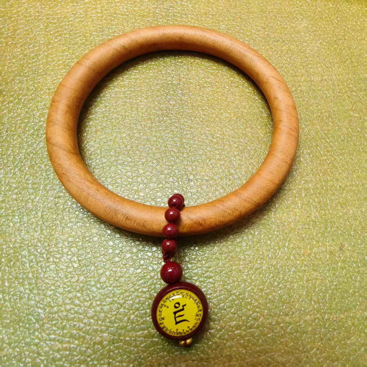 丹茗直发——桃木镯子财爷款 可摆可挂可带 家居摆件