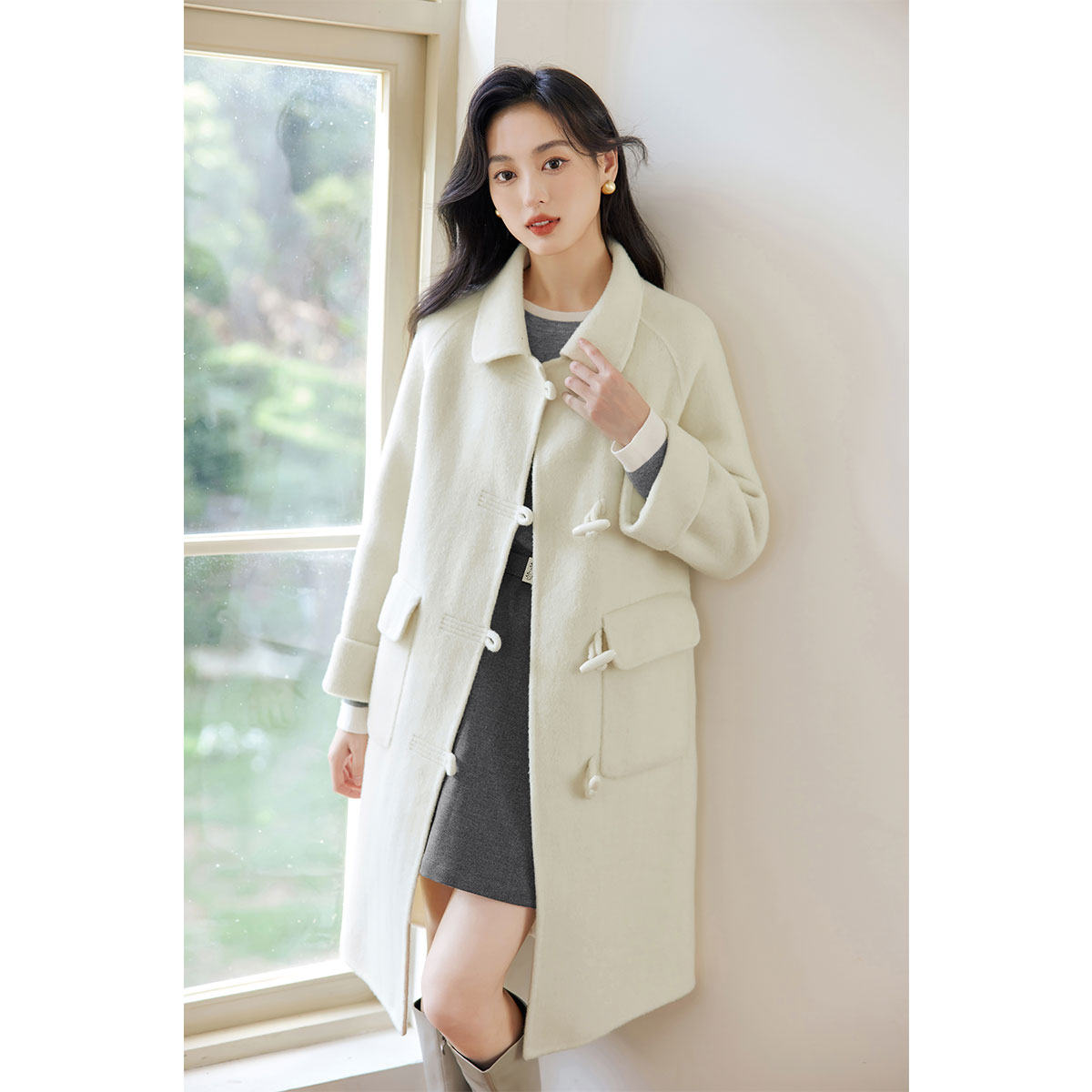 【小北专属】朗文斯汀时尚娃娃领双面呢大衣外套LDYJ35407001B