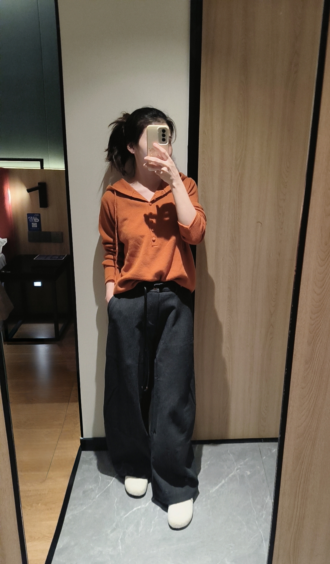 XIAOBINGGAN 毛呢山本裤腰间带抽绳遮跨显瘦2025冬季新款