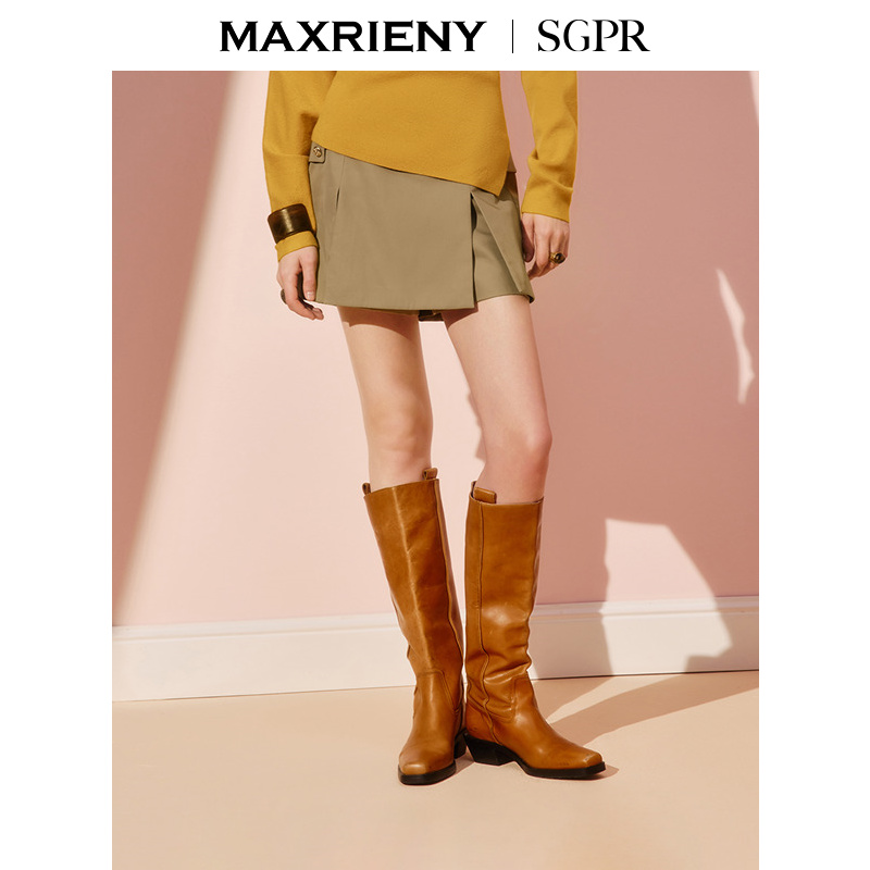 【商场同款】MAXRIENY巴恩风穿搭半裙25秋美拉德A字开叉高腰裙裤