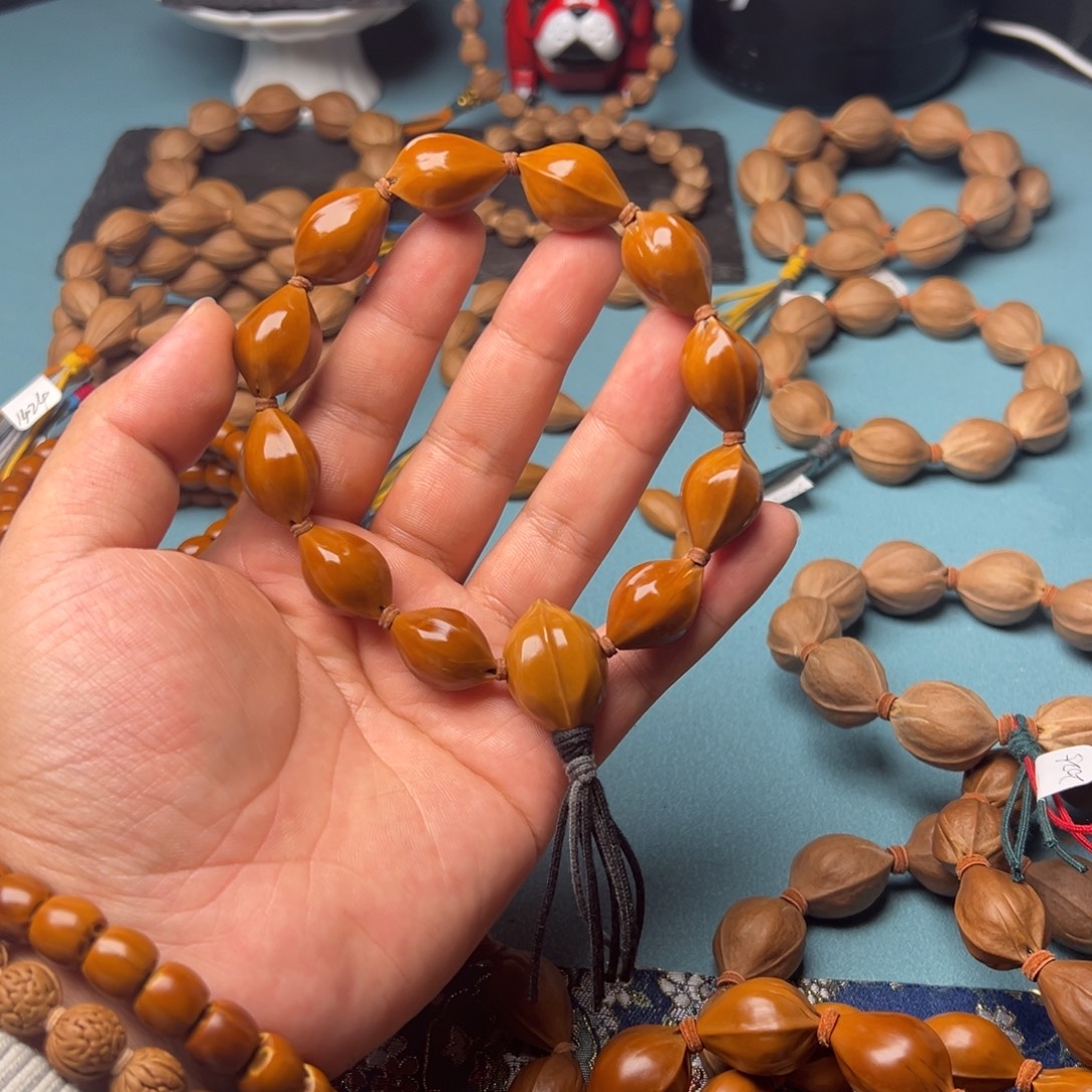 旧***辰手串/手链橄榄核原生态梅林铁核三面佛带正四花三通1522