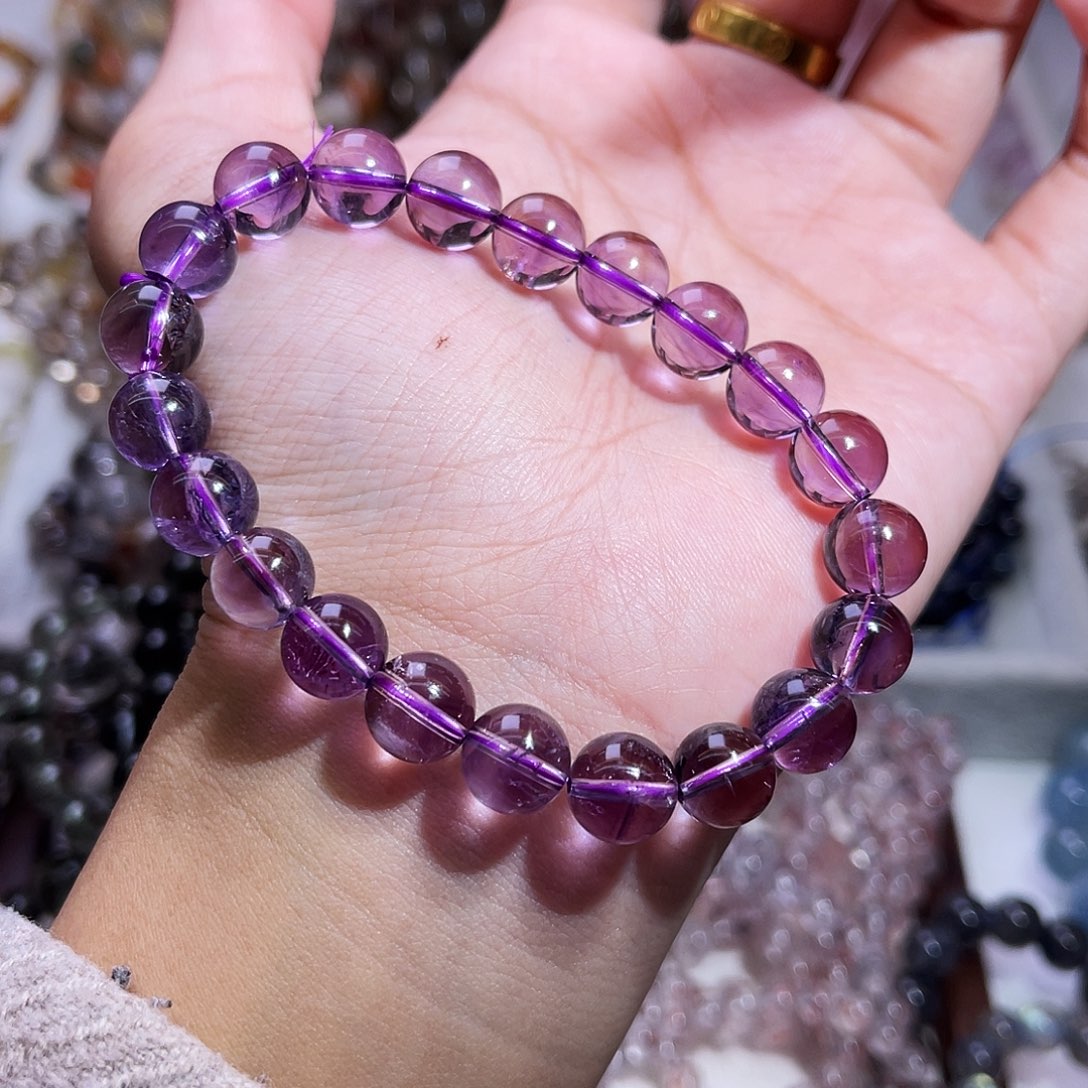 水晶手链未镶嵌巴西紫水晶9+