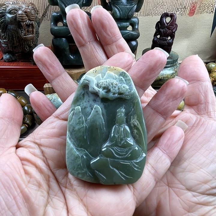 吊坠(不含链)未镶嵌岫岩河磨玉（透闪石质玉）美*