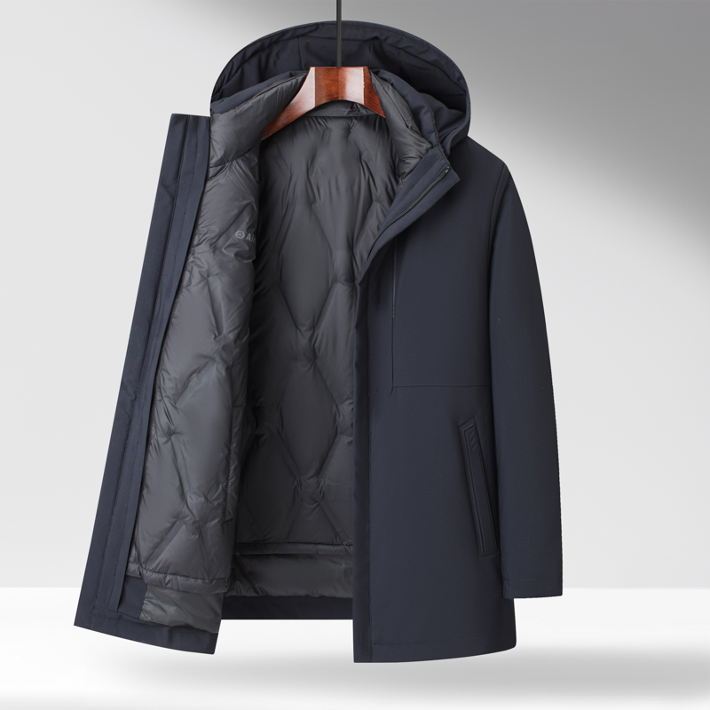男士脱卸三穿鹅绒服短款加厚新款冬季时尚休闲连帽保暖冬装外套