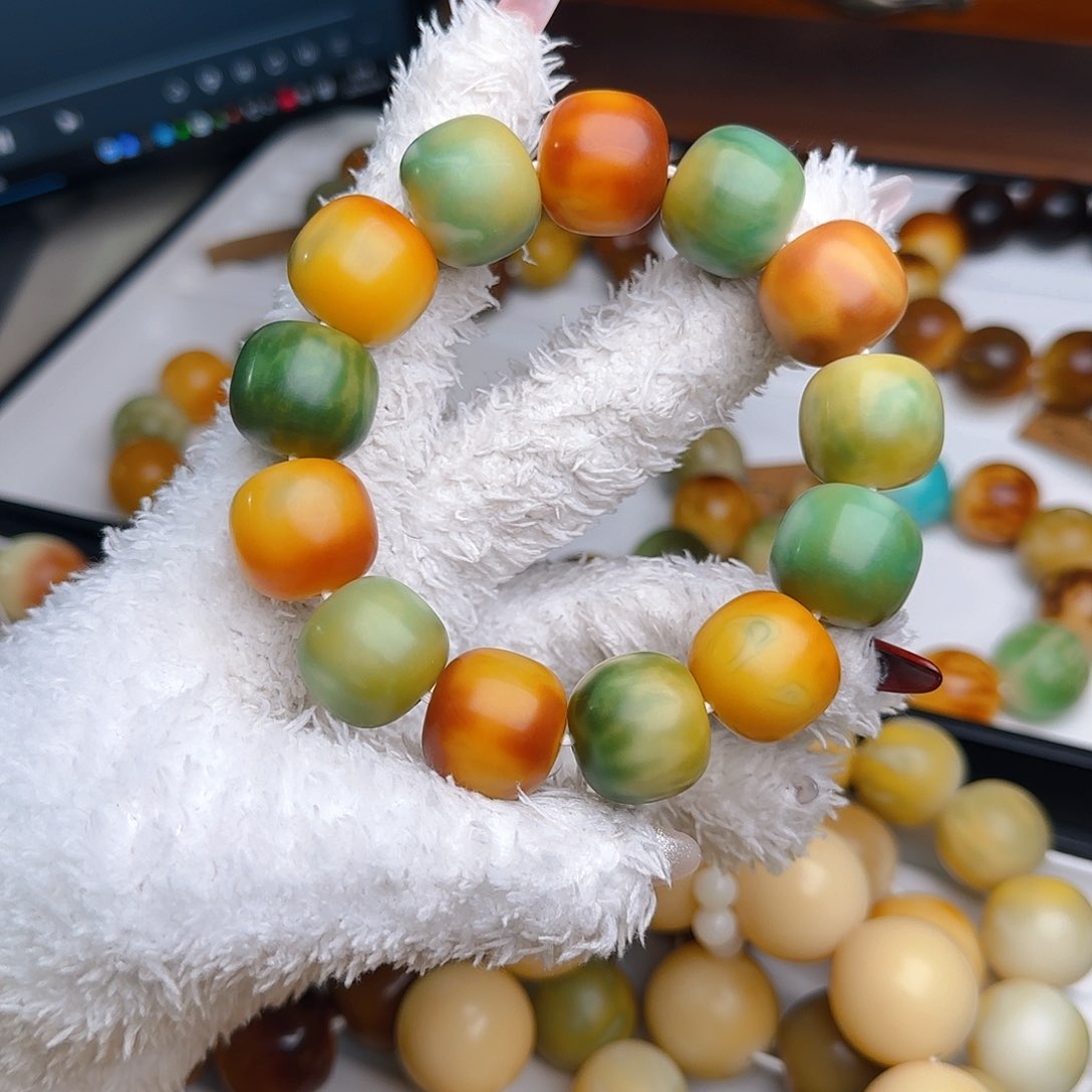 菩提根/象牙果手串卡19干磨花皮桶珠