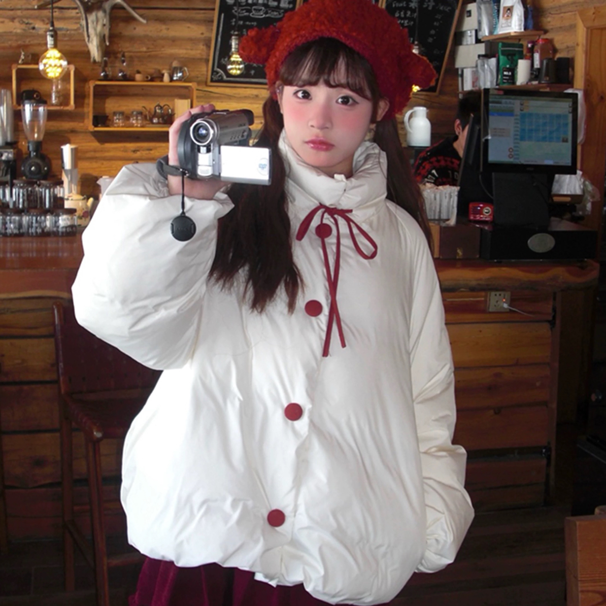 【实体店直播】冬季上新森系韩系甜美可爱少女套装韩版加厚外套