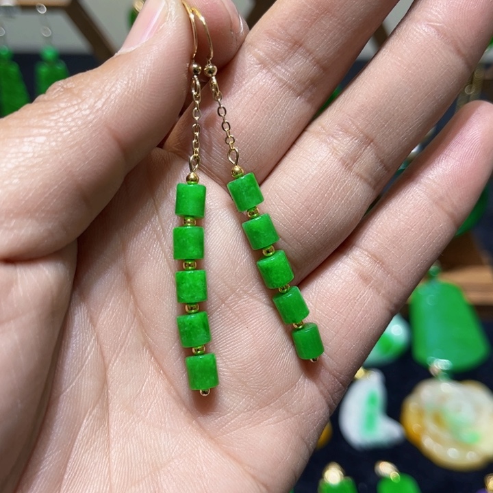 翡翠颈饰银S925镶嵌耳饰