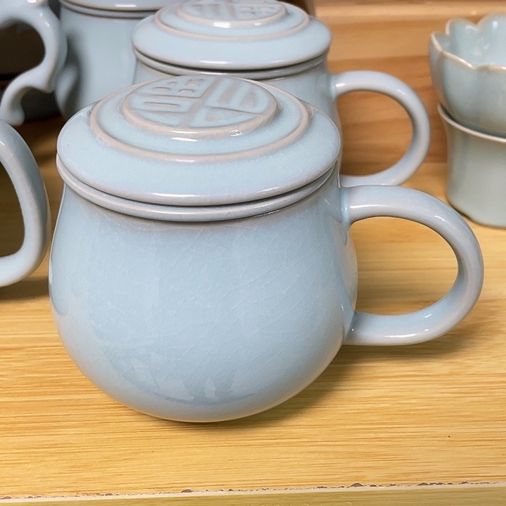 公道杯天青福满茶水分离微瑕裸发