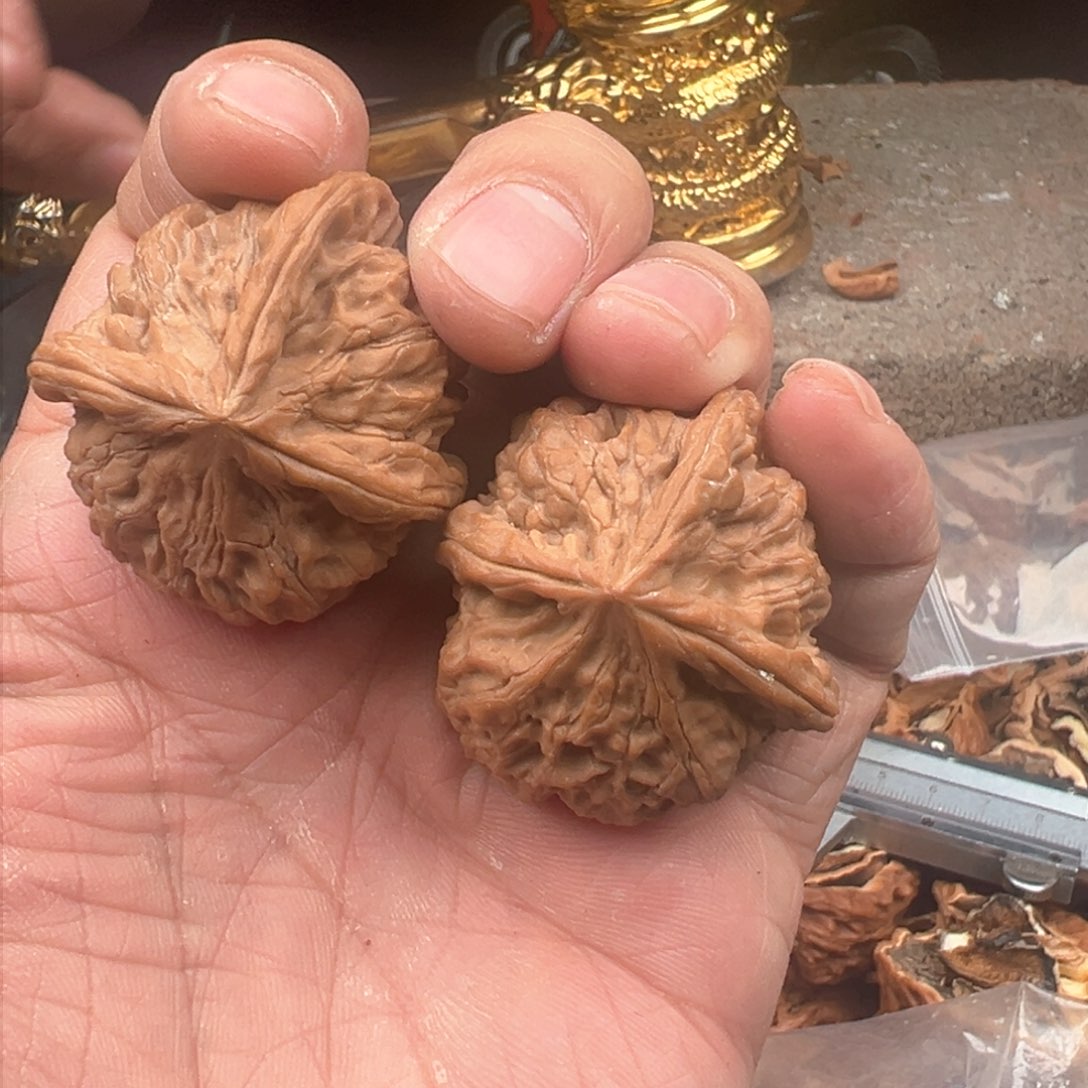 文玩核桃把件全尺寸三楞