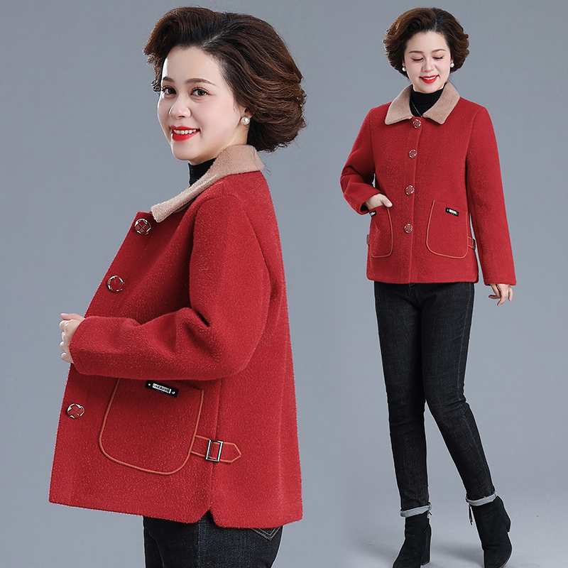 中年妈妈冬装外套洋气加绒2025中老年女上衣50-60岁奶奶外穿过年