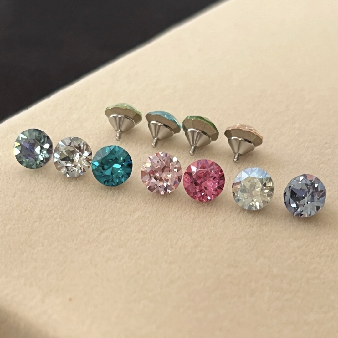 合金耳饰 钛钢单爪头（内螺旋468m华子）正品华子耳钉