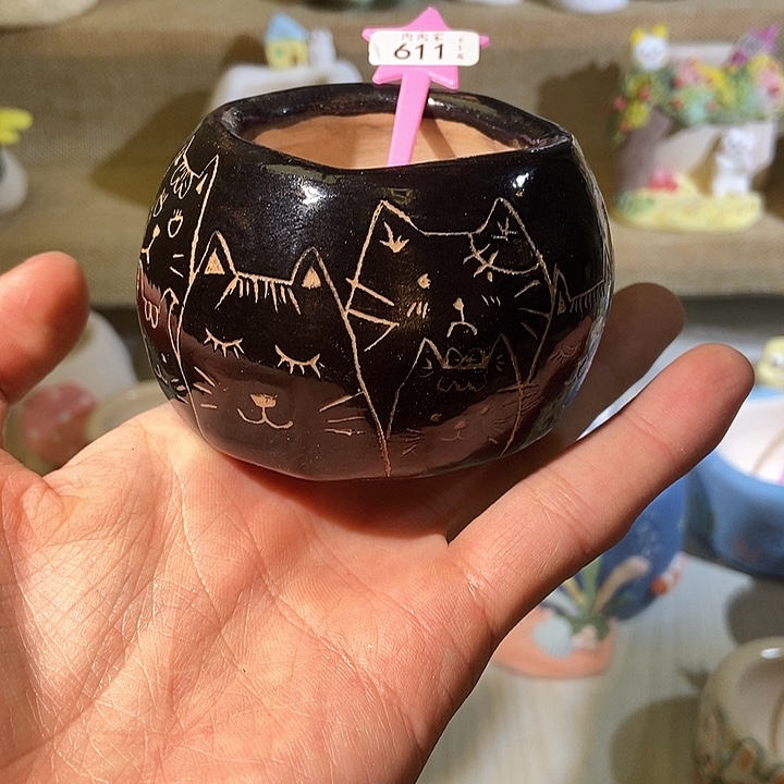 ****天手工手绘盆 满29包邮611