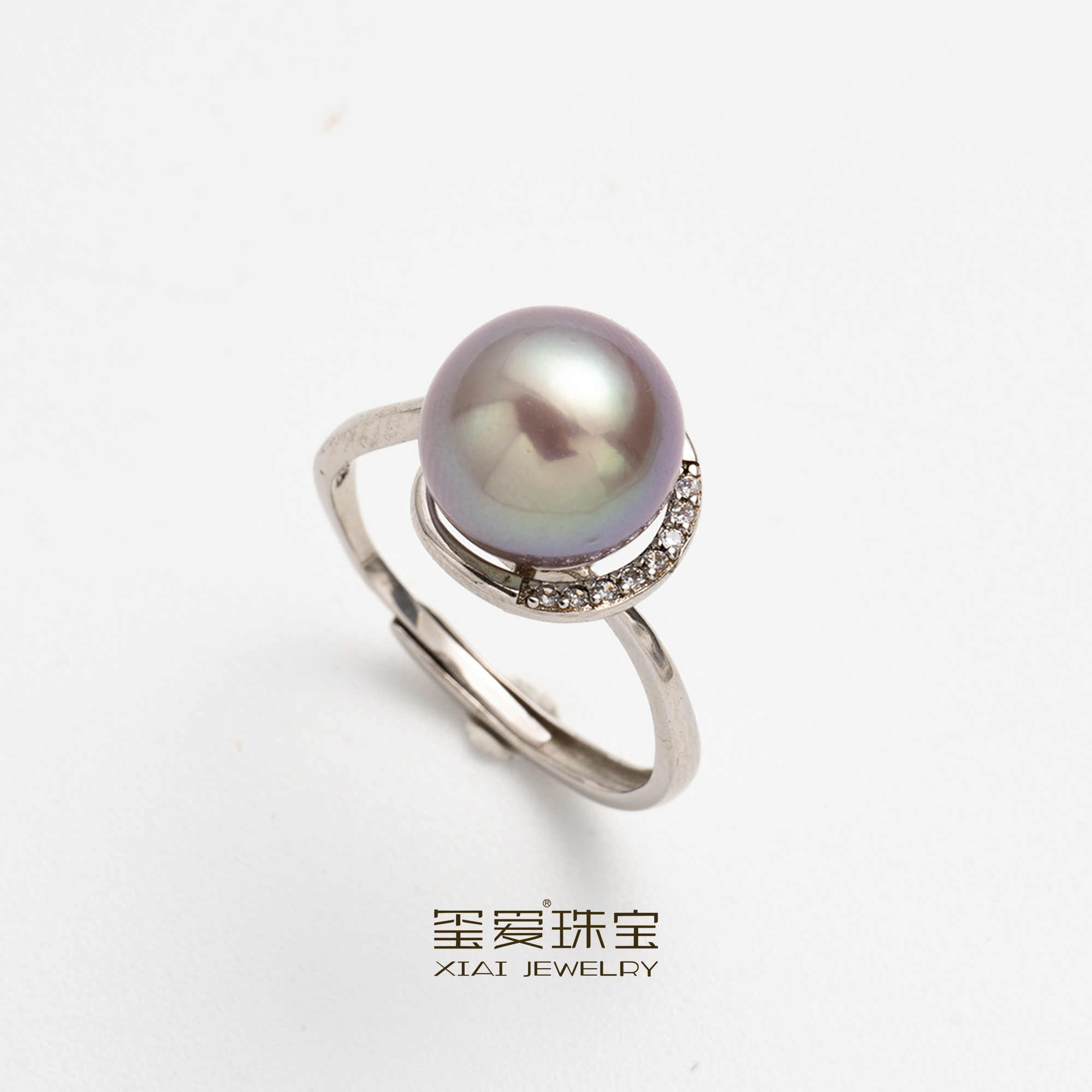 【七天鉴赏期】玺爱珠宝MM-61012 淡水珍珠紫珠设计戒指 9-10mm