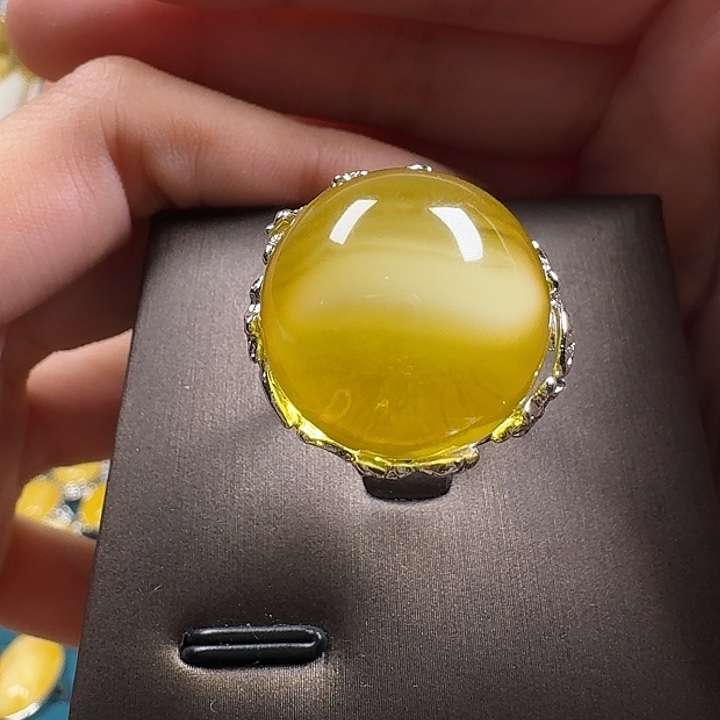 ****寶蜜蜡银S925镶嵌戒指戒指