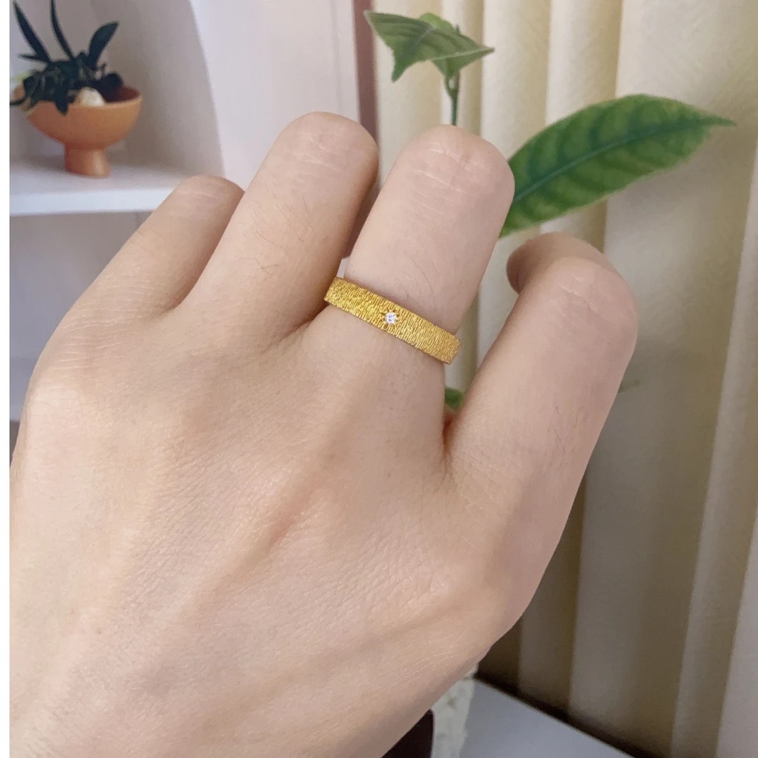 铜合金戒指 方钻拉丝工艺戒指女小众雕刻八芒星食指戒高级指环