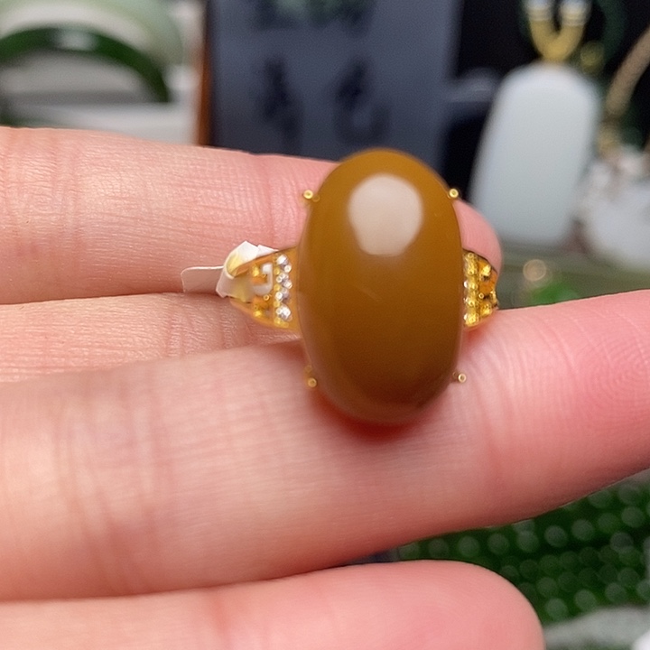 和田玉银S925镶嵌戒指