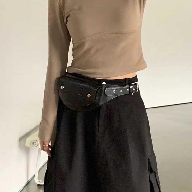 小众设计口袋腰带时尚腰包洋派多功能皮带机车胸挎包迷你小包包
