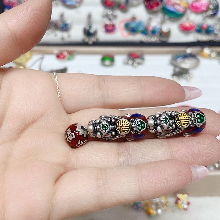 幸***进足银珐琅法郎彩足银配件