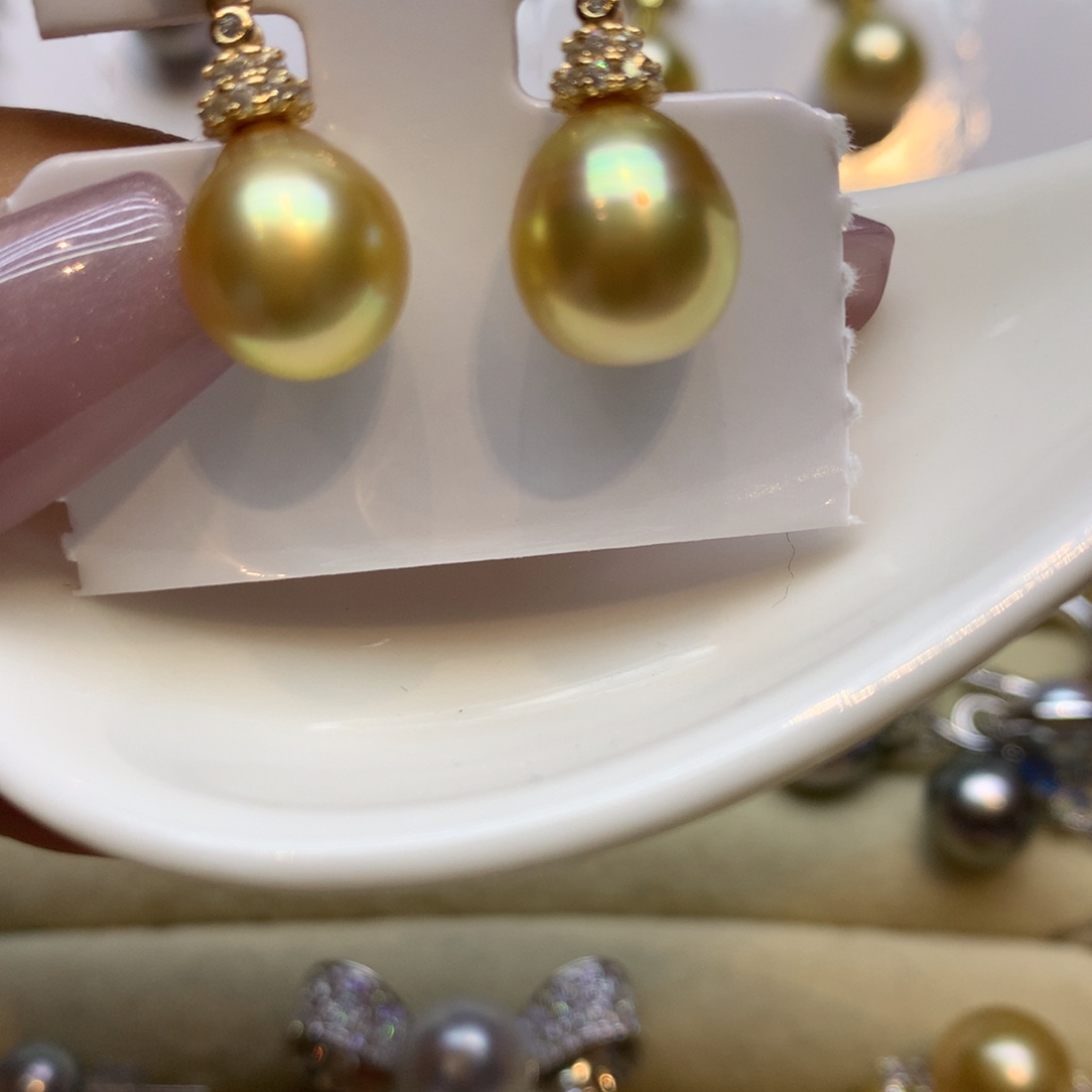 银S925镶嵌耳饰海水珍珠