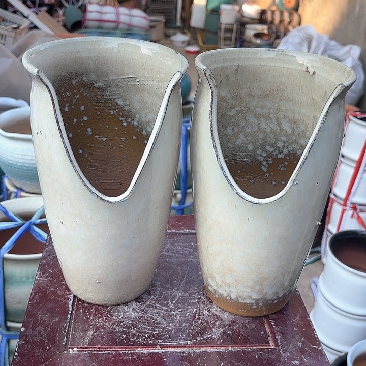 紫砂茶碗微瑕两个口径14高度26