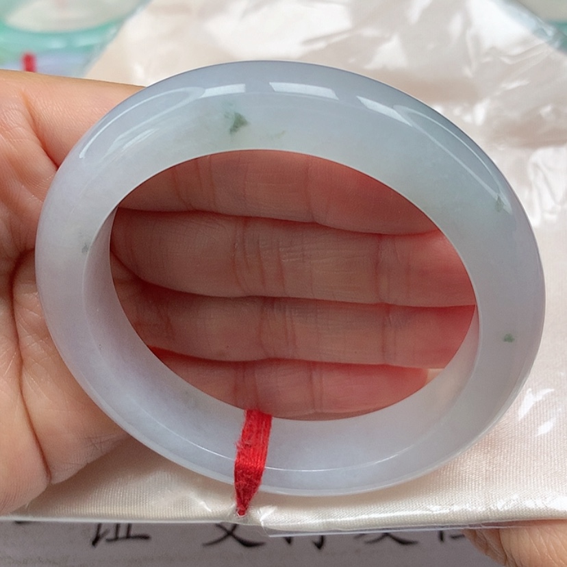 【闪购商品】翡翠手镯未镶嵌冰胶飘花手镯5354圈35号