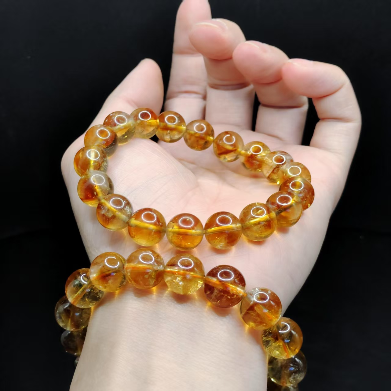【康康严选】黄水晶单圈手串Y29 【多样性发其一】约11mm+