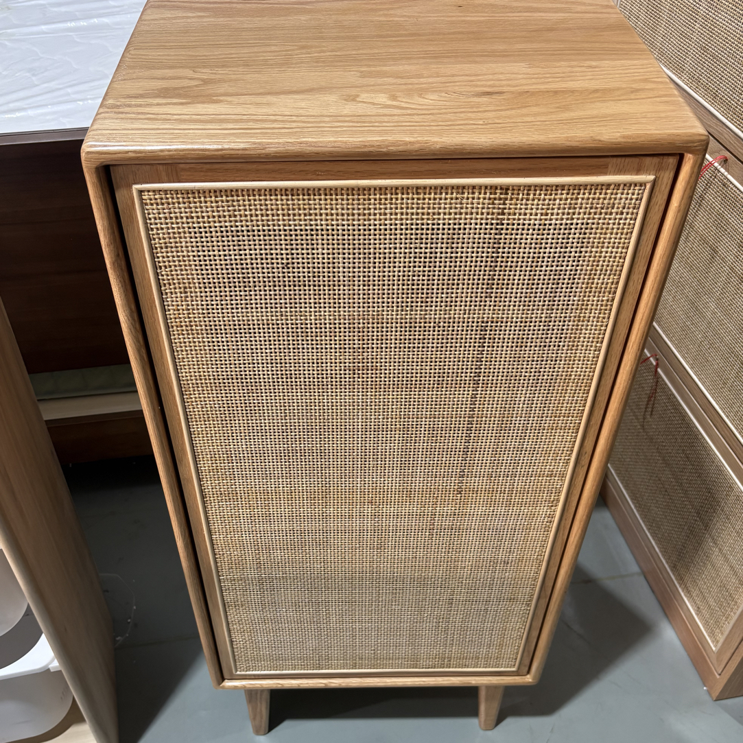 红橡木实木藤编门鞋柜