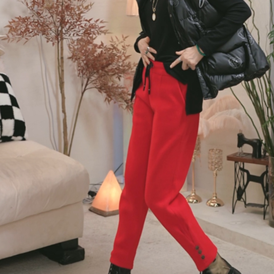 爱舞服饰 秋冬时尚双面喜洋洋三粒扣休闲裤