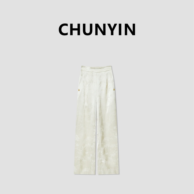 李心儿【月华清】新中式国风设计师显瘦百搭宽松垂感直筒裤21768