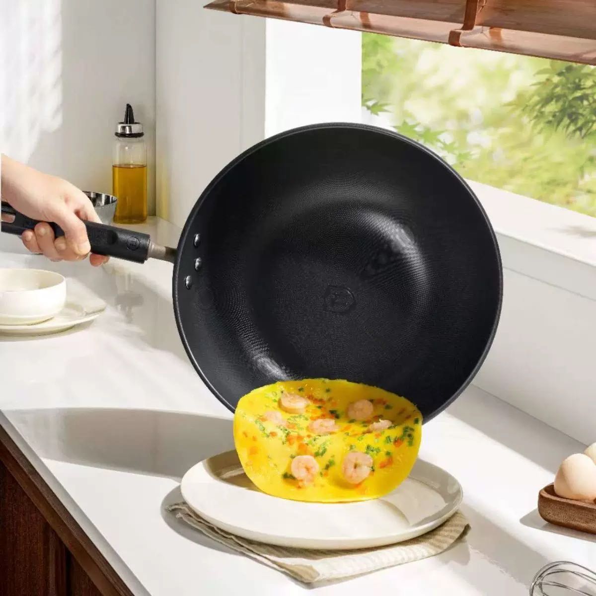 中家无涂层物理荷叶仿生不粘煎锅