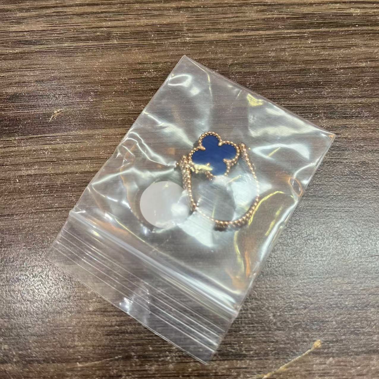 铜合金石英石戒指 蓝色戒指轻奢7码 0016