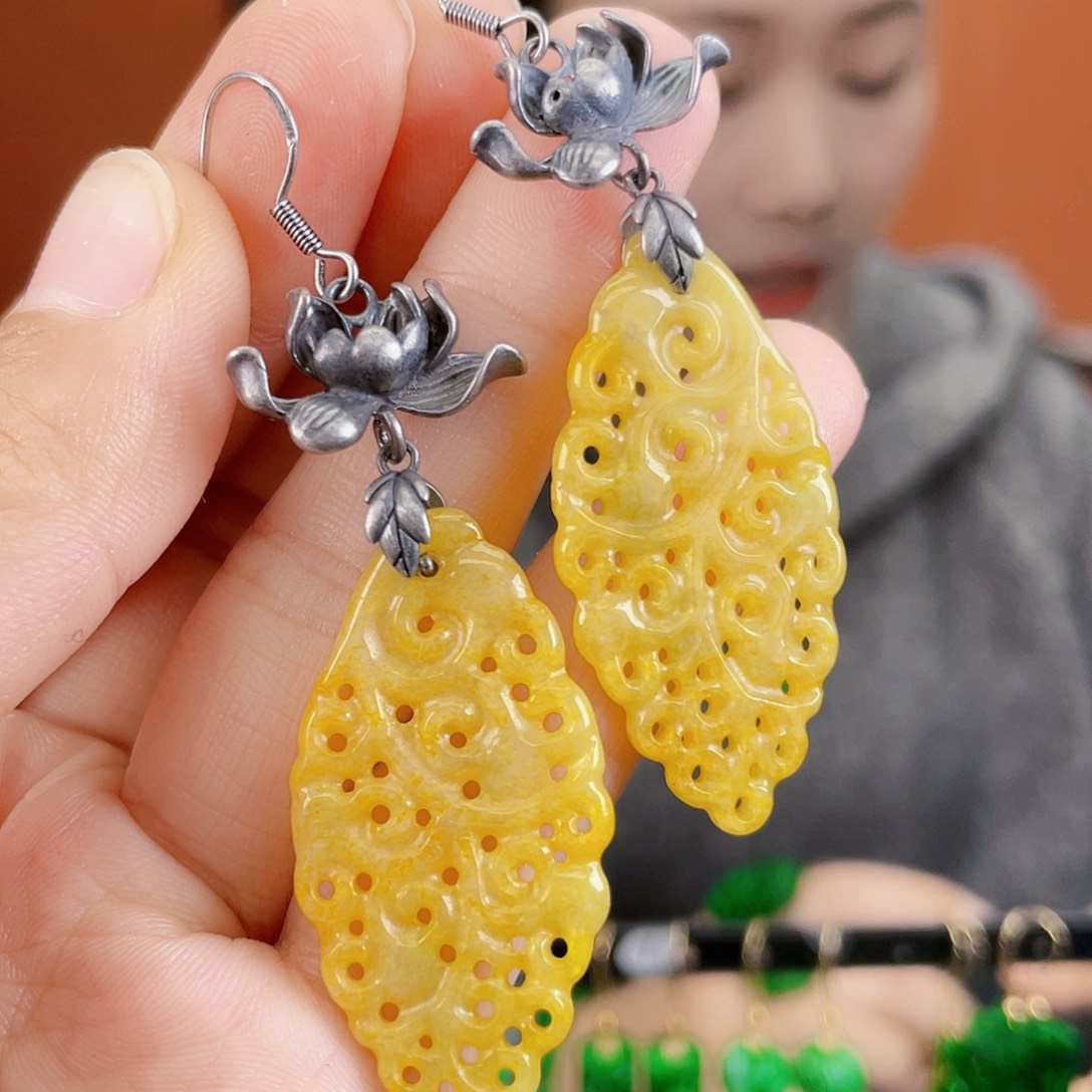 翡翠未镶嵌耳饰饰品