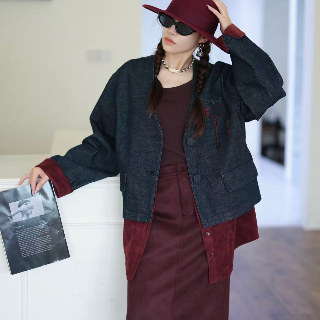 【BAI】秋新款宽松复古气质百搭外套0074