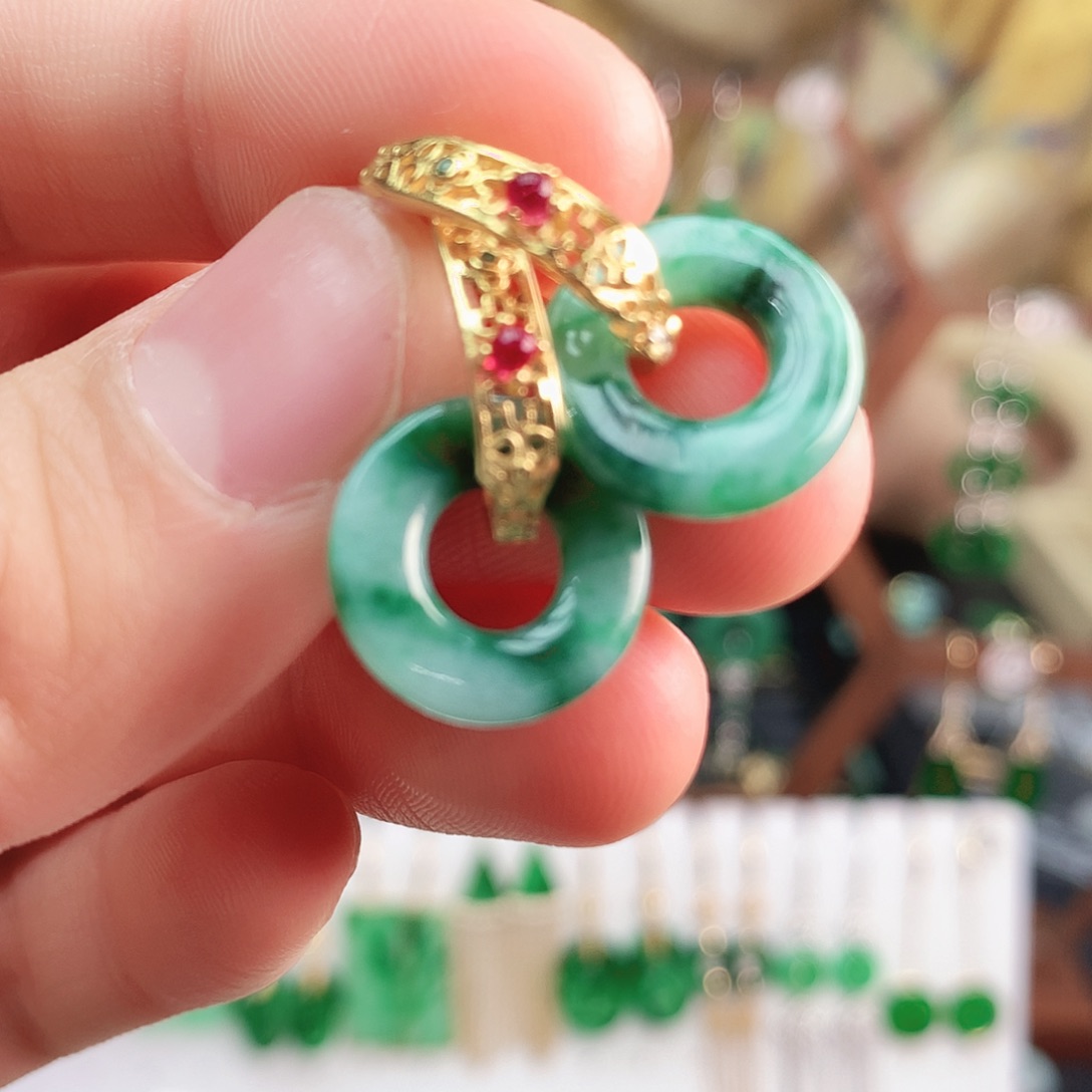 翡翠耳饰银S925镶嵌耳饰