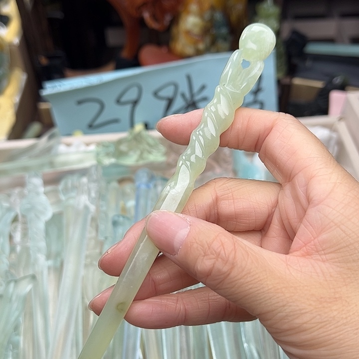 蛇纹石玉未镶嵌发簪