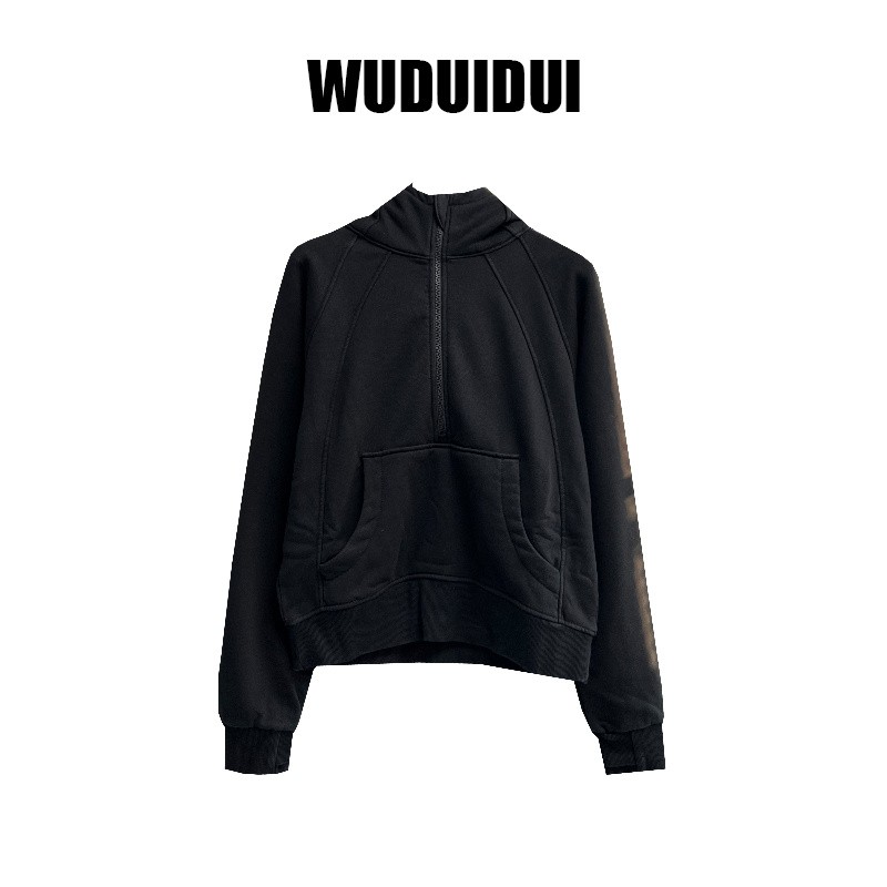 吴堆堆 质感太好了！LU*恒温暖绒加绒3D立裁连帽卫衣女01105