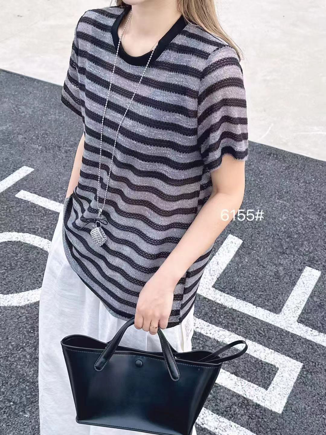 邹先森6155-30夏季新款时尚百搭条纹圆领T恤