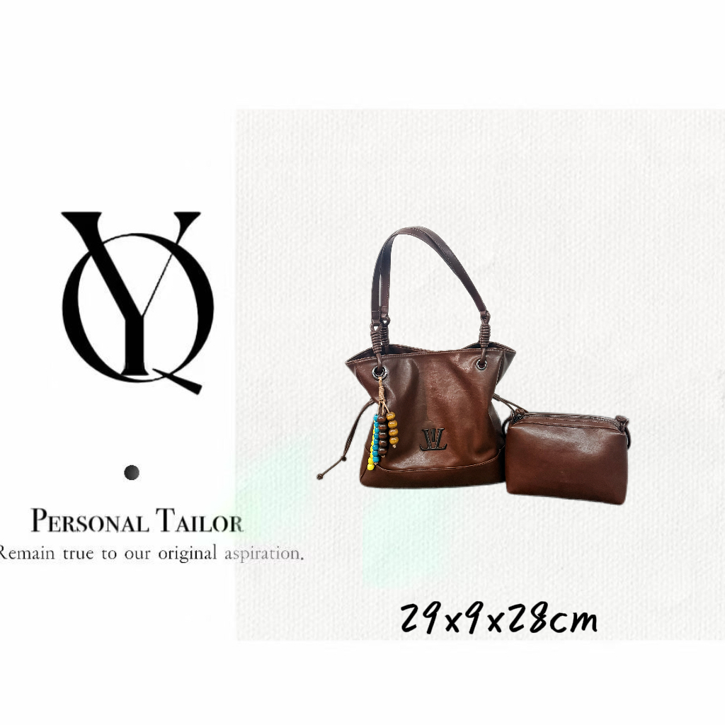 YUQIAO/【Tote】进口Ec皮原单时尚单肩子母包乌木咖啡YQ01