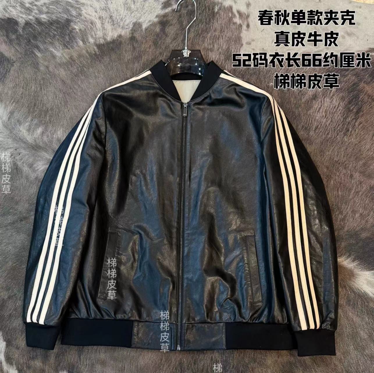 男士真皮牛皮复古油蜡春秋单款棒球服潮牌休闲6622现货（经典迪迪）