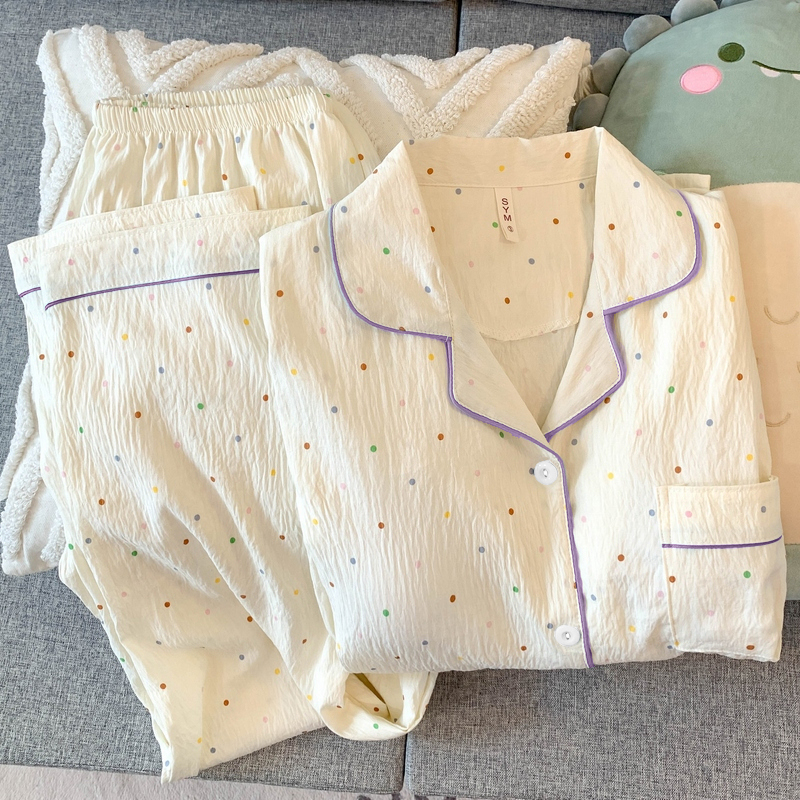 云朵棉长袖长裤无胸垫睡衣套装女早秋新款家居服可外穿两件