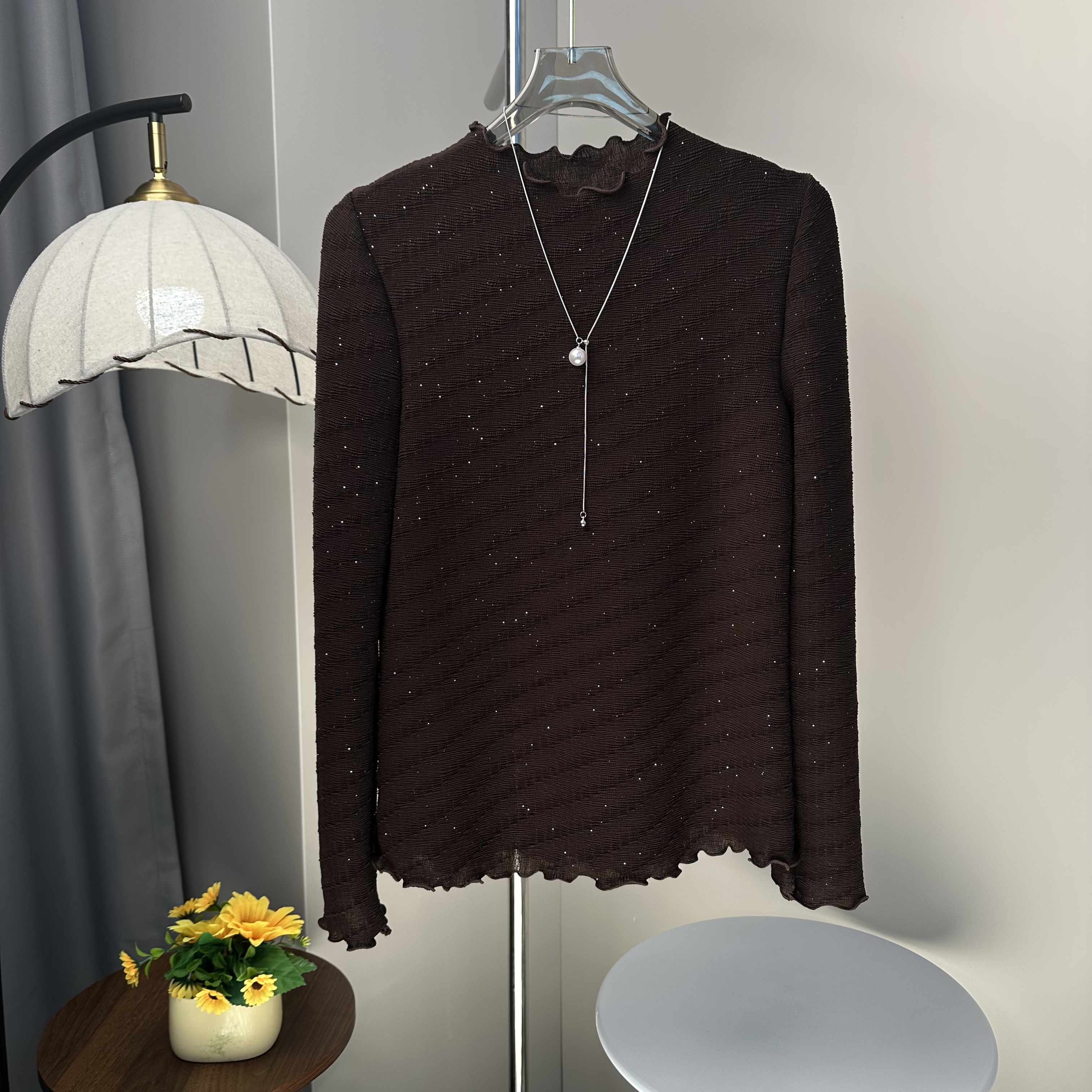 niuniu褶衣（星光闪闪）三宅新款时尚显瘦星光闪闪打底打底衫