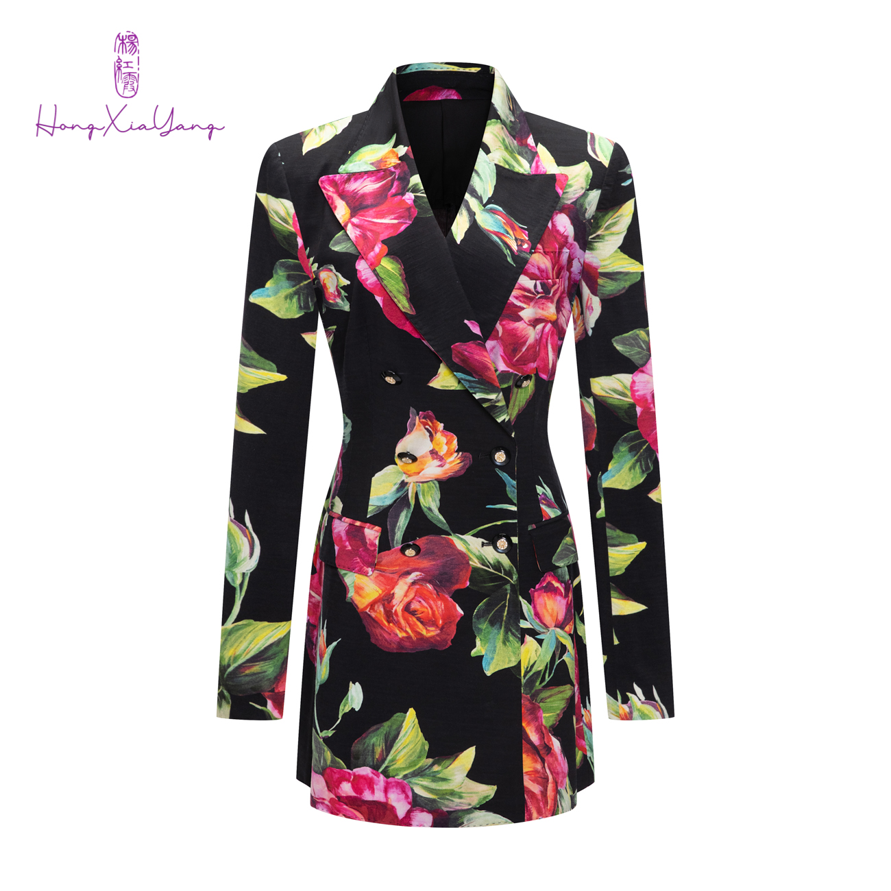 EDFNOT/杨红霞汝意MSZZ玫瑰印花西装外套52317