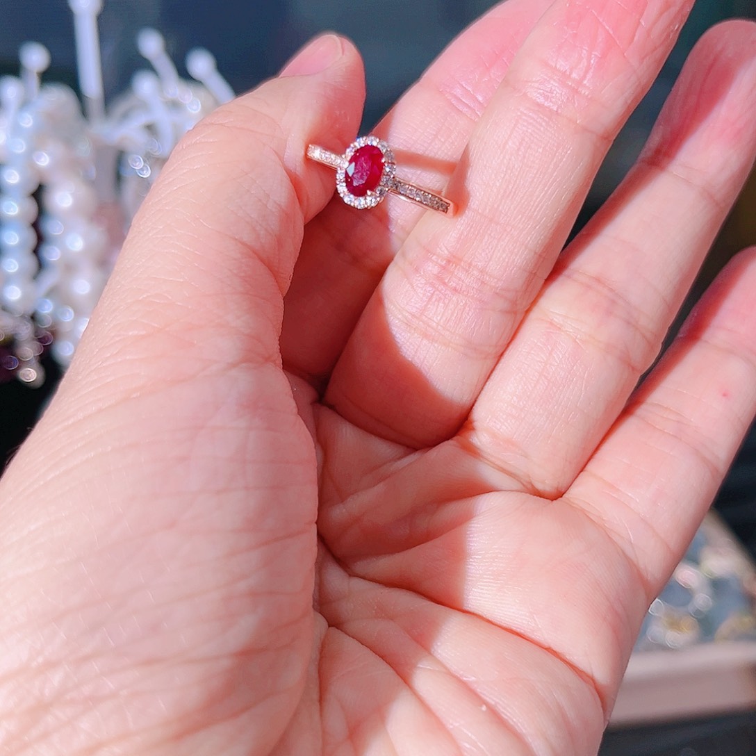 红宝石戒指银S925镶嵌