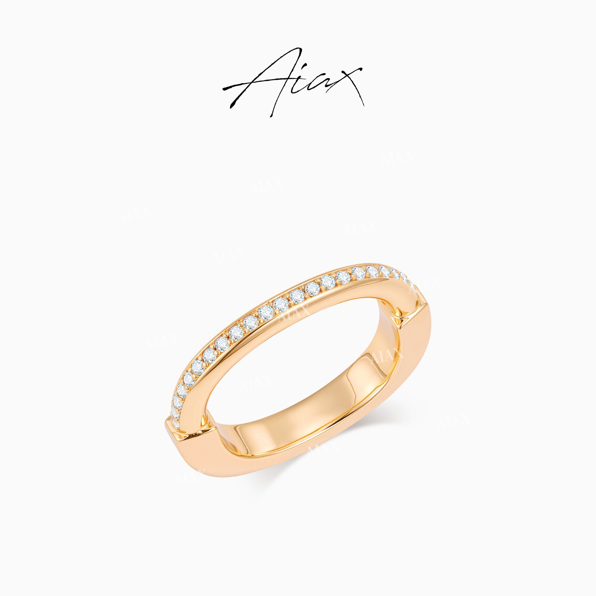 AIAX 镀K金 轻奢时尚精致气质百搭高级感氛围感锁形戒指TSS6854