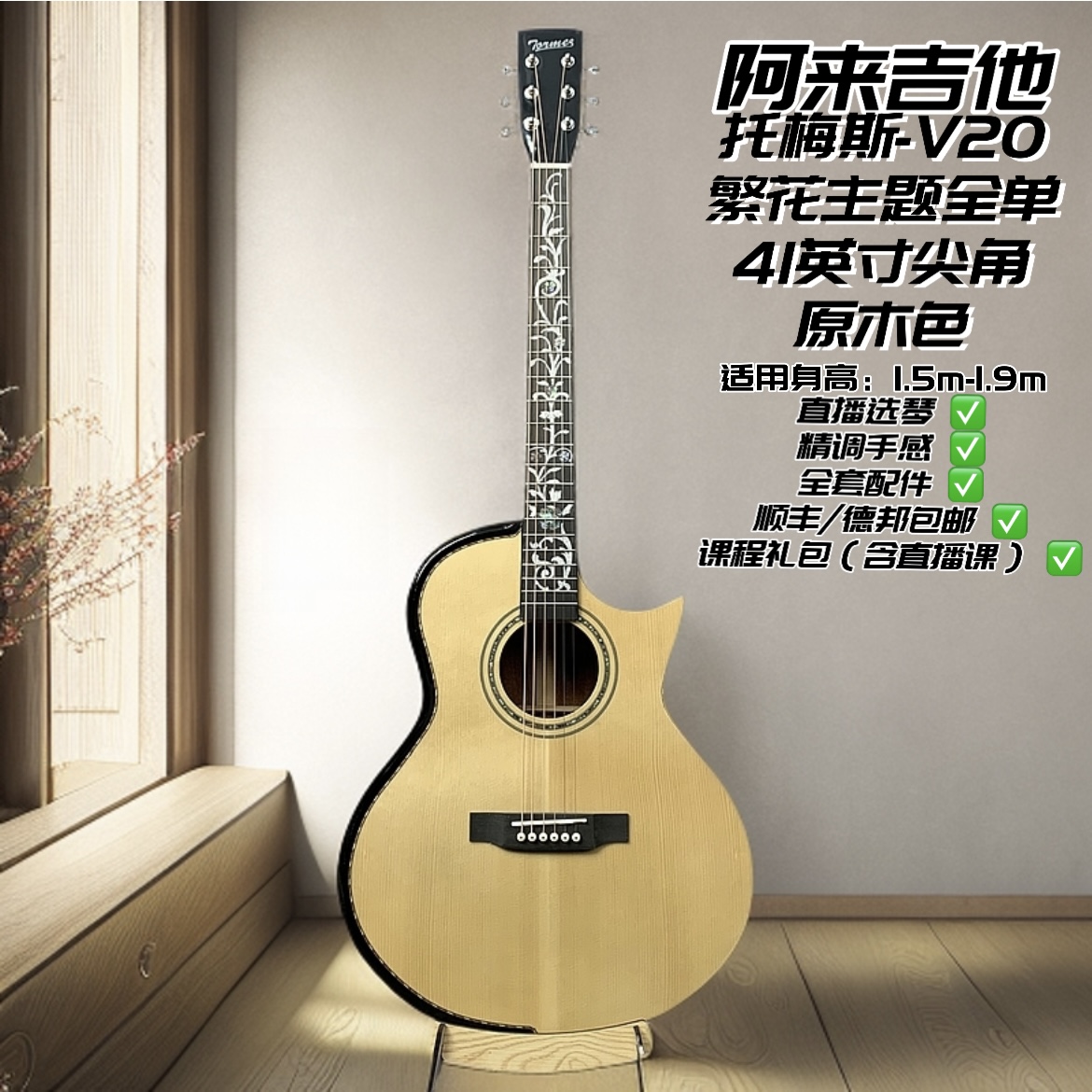 Tormes|托梅斯-V20 指弹进阶弹唱高颜值尖角专业推荐全单民谣吉他