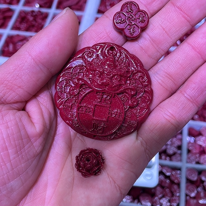 天然辰砂紫金砂貔貅出入平安车挂