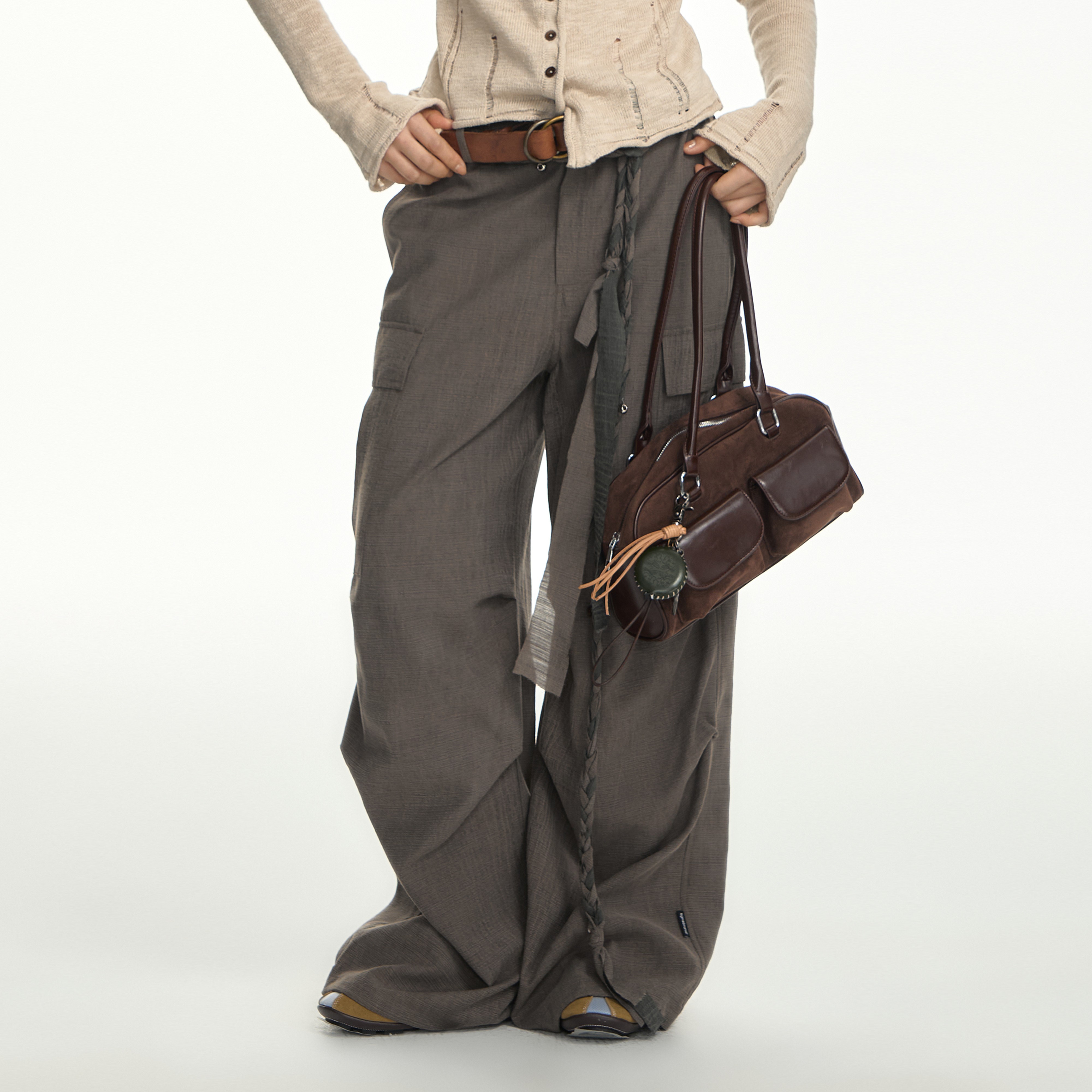 TGNS肌理工装裤夏季女士新款裤子宽松显瘦伞兵裤休闲裤长裤裤子